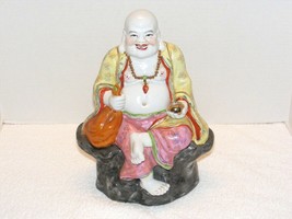Chinese PORCELAIN/CERAMIC 12&quot; Buddha Good Fortune Statue With Markings &amp; #53 Guc - £101.98 GBP