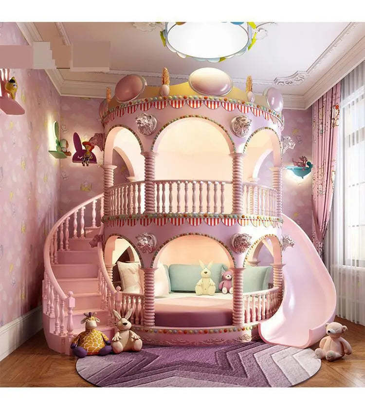 Primary image for Bedroom Princess Girl Slide Children Bed , Lovely Single Pink Castle Bed Girls F