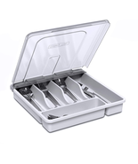 Utensil Holder For Countertop With Lid Plastic Silverware Tray For Drawe... - £33.95 GBP