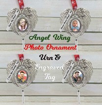 Angel Wing Photo Ornament Urn - Engraved Tag Option - £23.93 GBP