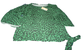 NEW Womens XL MICHAEL KORS Green Animal Print TOP Stretch Side Tie $84 Ret - $49.49
