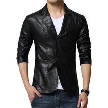 Business Handmade Men Black Stylish Causal Formal Blazer 100% Leather La... - £95.15 GBP