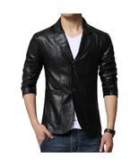 Business Handmade Men Black Stylish Causal Formal Blazer 100% Leather La... - €101,01 EUR