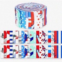 Seaside Strips: 40-Piece Nautical Cotton Jelly Roll for Qui - $95.03