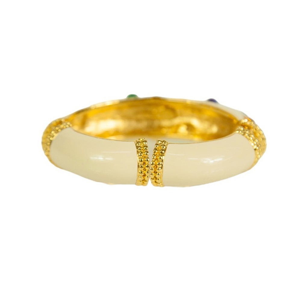 KENNETH JAY LANE Enamel Cuff Bracelet in Off White with multi color cabochons Item image 2