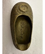 Vintage Istanbul Patinaed Brass Shoe Ash Tray Decorative Floral Design - $16.60 CAD