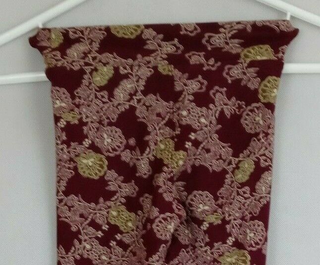 New LuLaRoe Leggings Wine Colored With Floral Design Kids Size S/M - $12.86