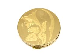 VINTAGE Zell  Gold Tone Floral Engraved Unused Compact 3.25" - $48.45