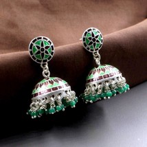 Real 925 Sterling Silver Minakari Dangle Jhumki Style Women Earrings - £44.37 GBP