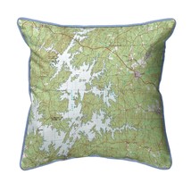 Betsy Drake Lake Martin, AL Nautical Map Small Corded Indoor Outdoor Pillow - £38.91 GBP