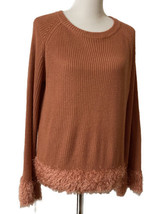 Ganji LA Womens Sweater Top Sz S Rust Orange Soft Fluffy Wrists Lightweight - £14.88 GBP