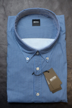 Hugo Boss Hombre LOD-53 Cuadros Marino Algodón Negocios Camisa Informal Grande Y - £46.97 GBP