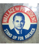 vINTAGE 1968 george WALLACE FOR PRESIDENT rOund Metal Pinback Political Pin - $421.97 MXN