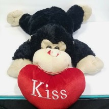 Black Gorilla Monkey Laying Down Valentine Heart Kiss Plush Stuffed Animal 26" L - £23.73 GBP