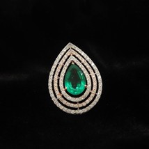 Natural Emerald Diamond Gold Pendant Necklace, emerald 14k Rose Gold Handmade Je - £1,793.09 GBP