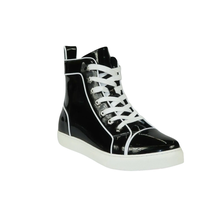 Mens High Top Shoes By FIESSO AURELIO GARCIA, Shiny Patent Leather 2416 Black image 2