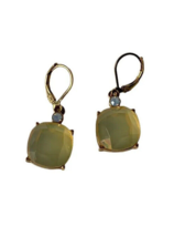 Joan Rivers Pale Yellow Earrings Drop Dangle Cushion Cut Lucite Acrylic Pierced - $16.00