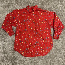 VTG Merona All Over Fly Fishing Button Up Shirt Casual Mens L Long Sleev... - $16.36