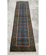10 Ft Blue Bokhara Runner Rug - Geometric Tribal Boho Runner Rug - $10,432.72 MXN