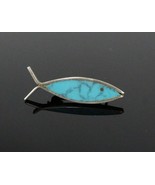 Vintage .925 Sterling Silver Signed RMS Turquoise SW Fish Brooch Pin 2.1g - £24.55 GBP