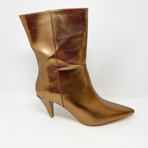 JF J. Ferrar Womens Gold Vegan Leather Slip on Mid Calf Boots, Size 10 - $25.69