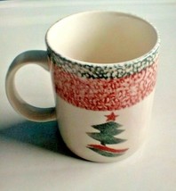 Gibson China White Red & Green Christmas Tree Coffee Cup Mug - $7.84