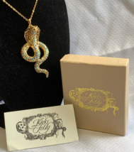 Kirks Folly Cobra Necklace Costume Jewelry 34" Aurora Borealis Crystals Snake - $189.95