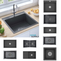 Modern Black Stainless Steel Bowl Kitchen Sink Quick Flow Sinks Drainer ... - £97.15 GBP+
