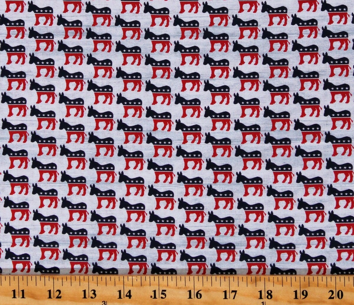 Cotton Democratic Party Donkeys Election Votes Grey Cotton Fabric BTY D7... - $12.95