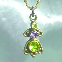 ADS# Sterling 925 Silver Necklace w/ Peridot Gem Accents - £47.74 GBP