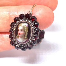 Victorian Portrait Rose Cut Garnet Gold Earrings, w Gem Report, Offers w... - $2,648.79