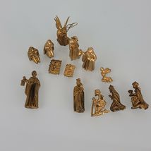 Vintage Miniature Mini Gold Golden Plastic Nativity Mary Joseph Jesus Angel - $24.25