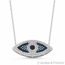 Evil Eye Luck Charm CZ Pendant Turkish Nazar Greek .925 Sterling Silver Necklace - £21.09 GBP