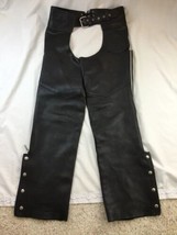 Hudson Leather Black Motorcycle Chaps Unisex Size S Mens Womens - £38.90 GBP