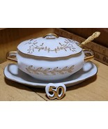 Lefton 50th anniversary sugar bowl, jelly tureen #5723 with serving spoon  - €25,87 EUR