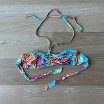 Trina Turk Tokyo Bay Floral Bikini Bandeau Top Aqua sz 6 - £26.51 GBP