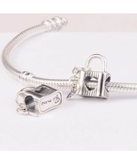 2022 Valentine&#39;s Day Release 925 Sterling Silver Padlock &amp; Heart Key Charm  - £14.00 GBP