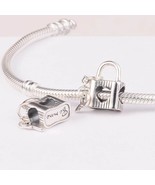 2022 Valentine&#39;s Day Release 925 Sterling Silver Padlock &amp; Heart Key Charm  - $25.79 CAD