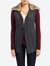 NWT The Limited Faux Fur Collar Grey Sweater Fashionable Lighweight Vest... - £39.95 GBP