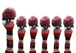 1 3 5 7 9 X USA GOLF Driver Headcover Red White Blue KNIT Head Covers Headcovers - £138.66 GBP