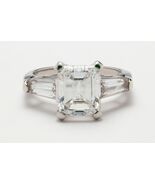 GIA 2.43 I VS2 DIAMOND RING 90 PLAT EMERALD CUT 2 TAPERED BAGUETTE SZ 4¾ - $20,869.20