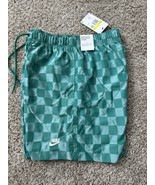 Nike Men&#39;s Club Flow Checkers Shorts Green Drawstring Size Small Active ... - $32.71