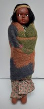 Vintage Native Style Porcelain Doll Figure In Blanket Wrap Tribal 7.5&quot; - £23.56 GBP