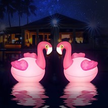 Floating Pool Lights 2PCS, Solar Flamingo Pool Lights for Inground Pools Waterpr - £44.36 GBP