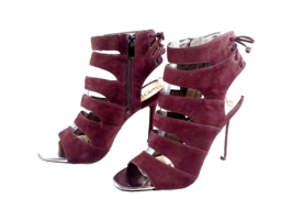 SAM EDELMAN Women Size 6.5 (FITS Sz 6) High Heel Shoe Burgundy Suede Ank... - $37.99