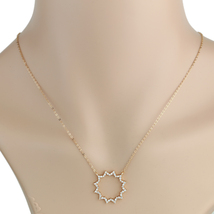 Rose Gold Tone Sun Burst Pendant Necklace With Swarovski Style Crystals - $26.99