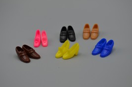 Barbie Doll Shoes Loafer Heels Lot of 6 Brown Black Blue Yellow Neon Pink - $29.02