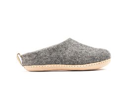 Woolly&#39;s Indoor Open Heel Slippers With Leather Sole (Charcoal) - 41 | P... - $52.00