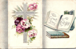 C1910 Easter Postcard vintage flower cross Germany made - £17.72 GBP