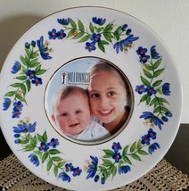 Melannco Brand 7.5" Round ~ Glass Picture Frame ~ Painted Blue Floral Design - $26.18
